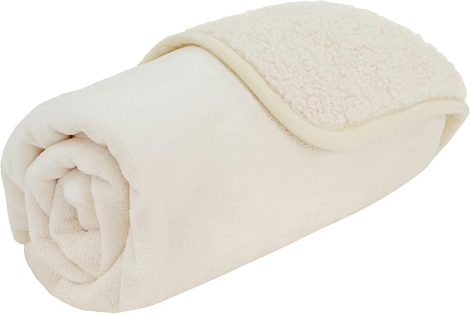PETAMI Sherpa Fleece Waterproof CAT and Dog Blanket, Beige, Small