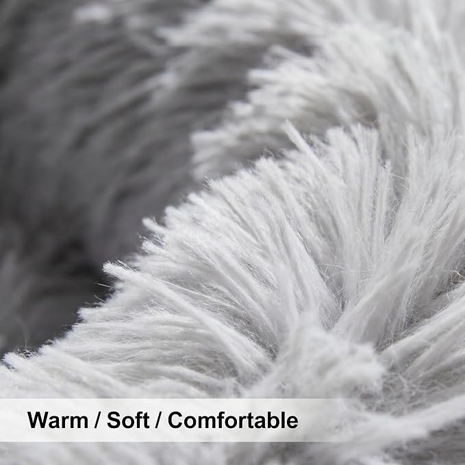 Extra Small Dog Bed Cute Grey Dog Bed Washable 19 inches Donut Fluffy Small Pet Beds,Calming Anti Anxiety Round Fits up to 10 lbs Soft Warm Pets Beds for Puppy Dogs Indoor