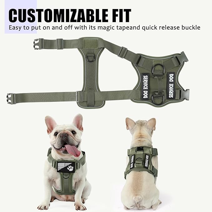 Service Dog Harness, Reflective Dog Vest Harness with 5 PCS Patches, Adjustable Soft Oxford Pet Harness, Inner Layer Mesh, Easy to Control for Small Medium Large Dogs