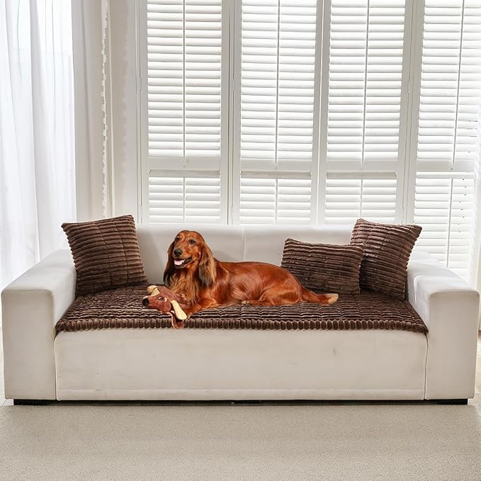 Mitid Sofa Cover Fuzzy Couch Cover for Pet, Couch Covers for Dogs Washable Non-Slip Sofa Slipcover Cushion Protector Pets Friendly Mat