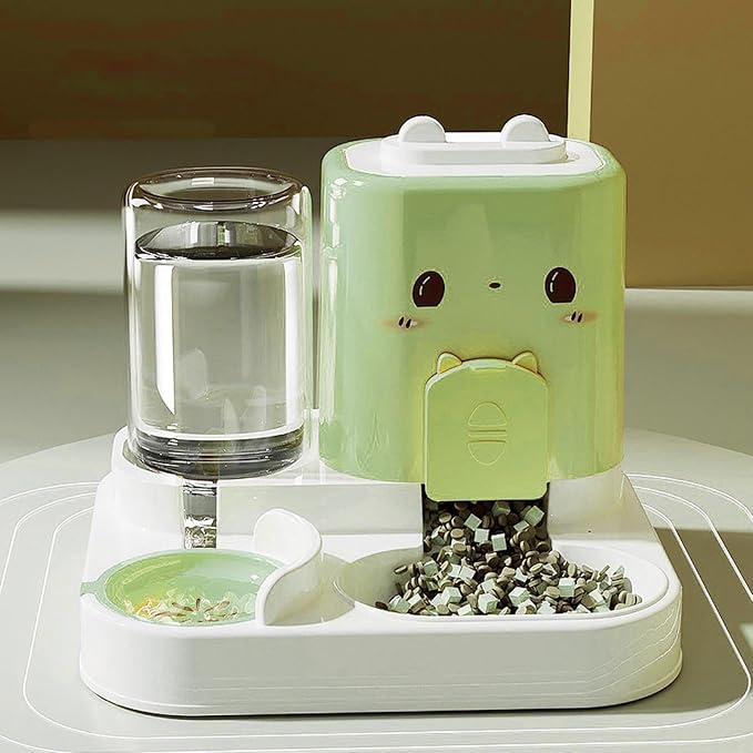 Baoblaze 2 in 1 Automatic Pet Feeder Removable Drinking Household Supplies Water Dispenser Pet Feeding Bowl for Small Dogs Kitten Puppy Bunny Animals, Green