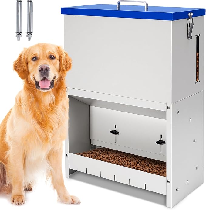 22lbs Gravity Dog Feeder - Automatic Dog Feeder Large Breed Outdoor Pet Feeding Station Auto Dry Food Dispenser for Pet Cat Dogs