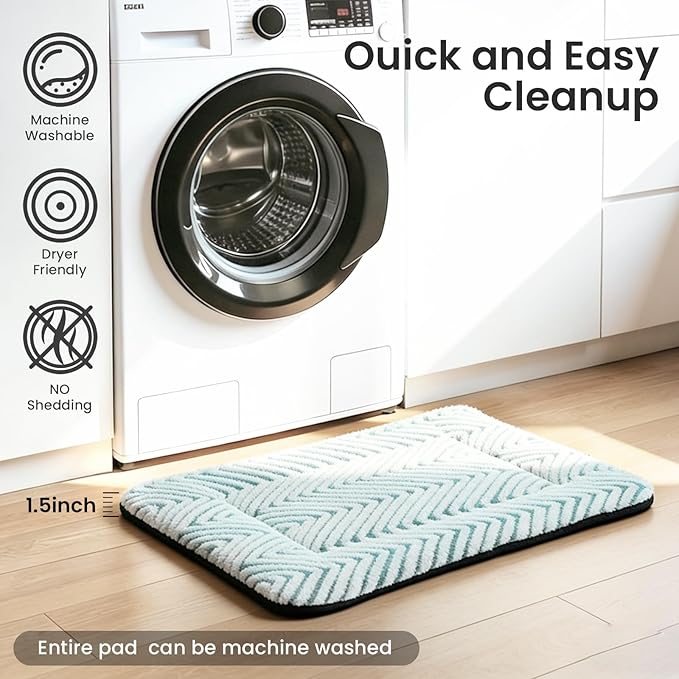 Mora Pets Washable Dog Crate Pad Soft Dog Kennel Bed Crate Mat for Small Medium Dogs, Puppies & Large Cats Flat Pet Bed with Anti-Slip Bottom for Cage & Carrier Sleeping Chevron Blue 30 x 19