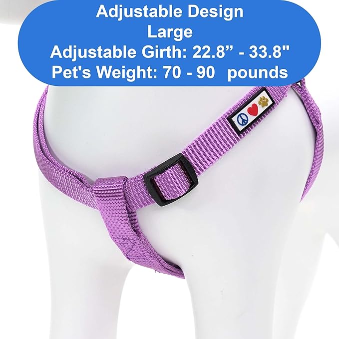 Pawtitas Solid Step-in Dog Harness – Adjustable No-Pull Vest for Puppies to Seniors, Safe & Comfortable L Orchid