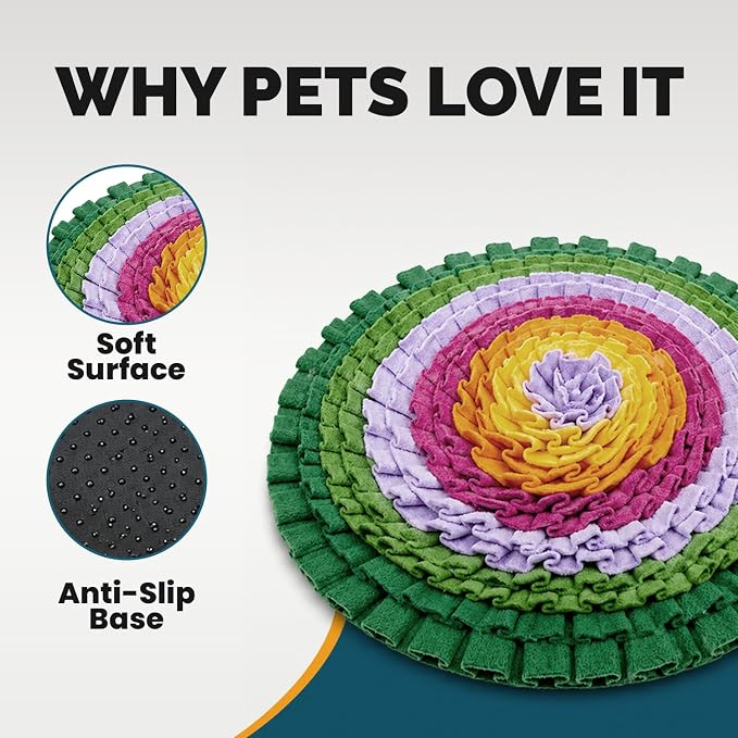 PET ARENA Snuffle Mat for Dogs - Adjustable Interactive Puzzle Toy (Green, Purple, Pink, Orange, Yellow)