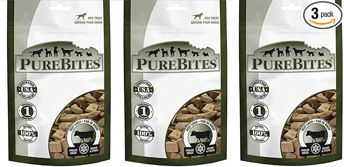 (3) PureBites Beef Liver Freeze Dried Dog Treats 4.2oz Bags. Total 12.6oz