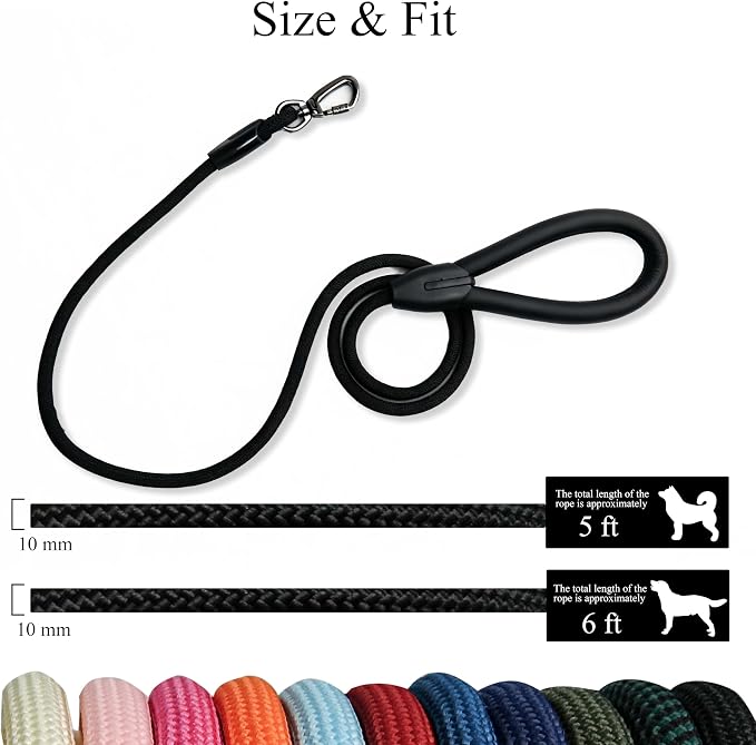 Nylon Dog Leash, 6ft Dog Rope Leashes,Braided Dogs Leashes,Leather Leads,Pet Leash for Small Dogs,Resistant Lead Rope,Puppy Leads,Pet Lead for Small, Medium, Large Dogs(Pink Red, 6 FEET)