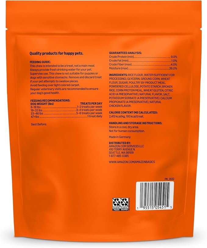 Amazon Basics Double Chew Bone Dog Treats, Chicken - 8 Count, 1 Pack