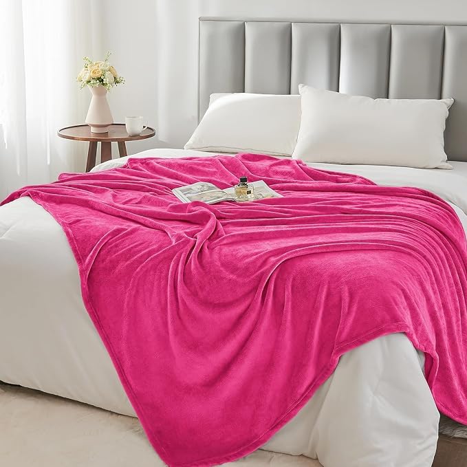 BEDELITE Fleece Blanket Hot Pink Valentines Throw Blanket for Couch & Bed, Luxury Plush Cozy Fuzzy Blanket 50" x 70", Super Soft Warm Lightweight Fall Throw Blanket for Travel Camping
