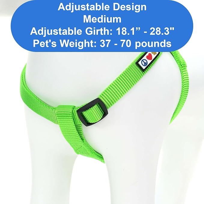 Pawtitas Solid Step-in Dog Harness – Adjustable No-Pull Vest for Puppies to Seniors, Safe & Comfortable M Green