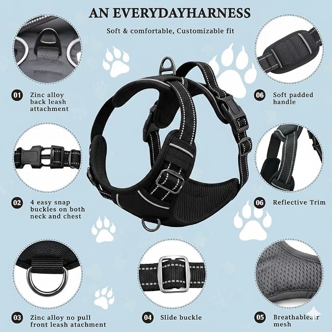 No Pull Dog Harness, X-Large Orange Tactical Vest Harness, Extra Large 900D Nylon Heavy Duty Dog Harness with Easy Control Handles, Adjustable Reflective Padded Pet Vest for Golden Retriever
