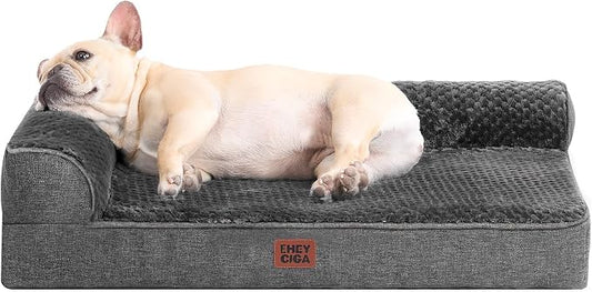 EHEYCIGA Orthopedic Dog Bed Medium Size Dogs, Memory Foam Dog Bed with Washable Removable Cover, Waterproof Pet Sofa Couch for Crate with Nonskid Bottom, 30x20x6, Dark Grey