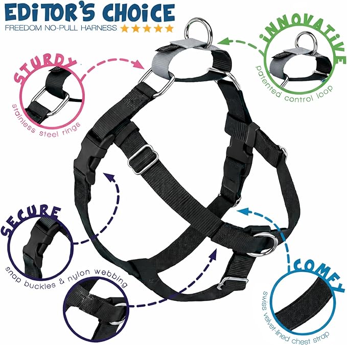 2 Hounds Design Freedom No Pull Dog Harness, Adjustable Harness and Leash Set, Easy Walking & Comfortable Control, Fits Small, Medium & Large Dogs, Solid Colors, Made in USA, 1" LG, Burgundy
