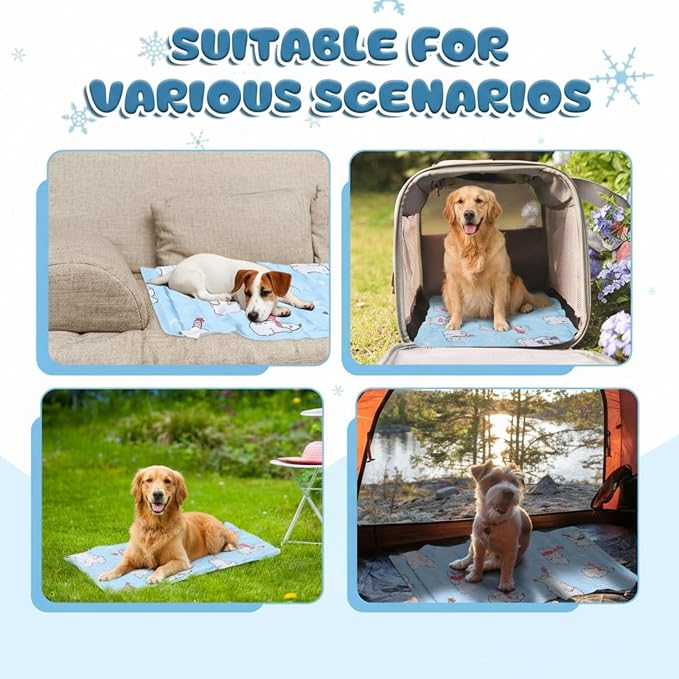 Nuanchu Dog Stroller Cooling Mat, Waterproof Gel Pet Cooling Pad for Summer, Washable Cat Sleeping Blanket, Portable Ice Gel Travel Mat for Cats, Crates, Car Seat(23.62 x 35.43 Inches,Colorful Bear)