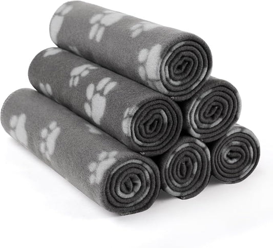 LINENLUX Cute Dog Blanket for Small Medium Dogs 6-Pack Soft Stretchy Fleece Blankets for Pet Cat Puppy Warm Wrinkle-Resistant Throw for Couch Bed Outdoor Grey 31x24 inch (Pack of 6)
