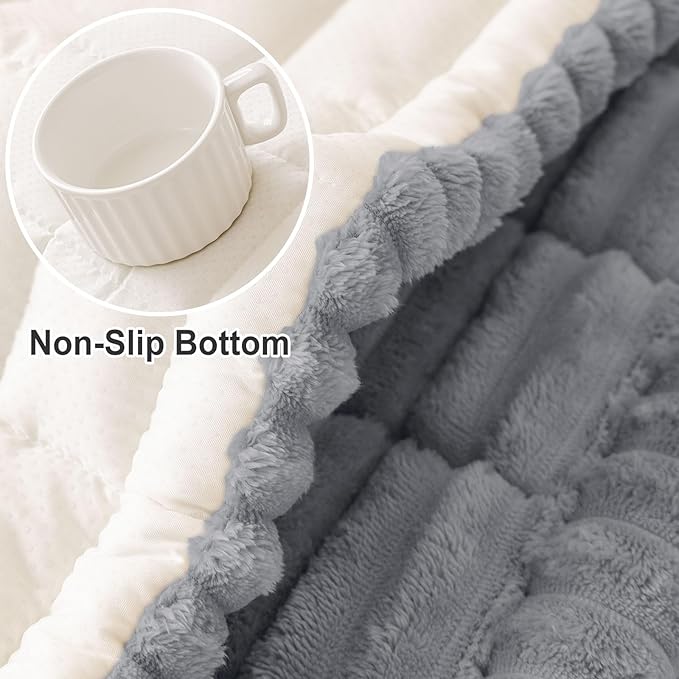 hyha Couch Cover for Dogs Washable, Non Slip Thick Flannel Sofa Protector, Pet Friendly Plush Furniture Cover for Sectional Sofa & Loveseat (Grey, 27.6" x 88")