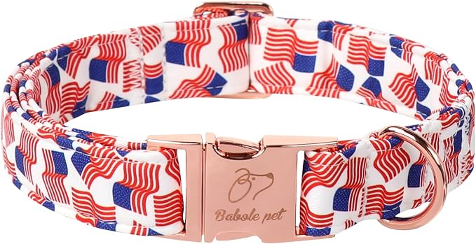 American Flag Dog Collar - 4th of July Dog Dog Collars for Small Dogs, Adjustable Independence Day Metal Buckle Patriotic Dog Collar S
