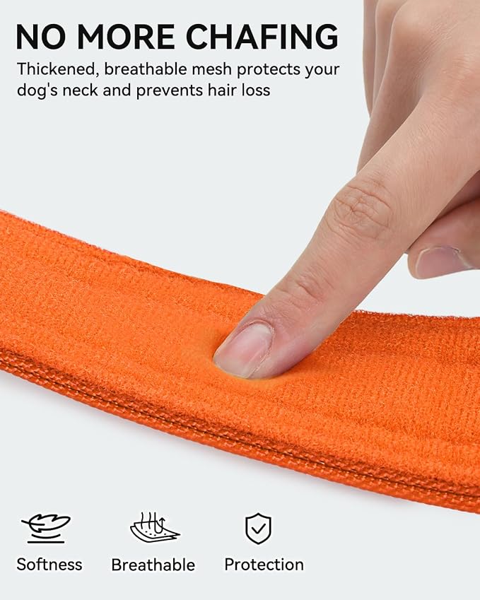 Joytale Tactical Dog Collar with Handle and Metal Buckle, Heavy Duty Padded Military Collar with 2 Patches for Training, Adjustable for Medium Dogs, Orange, M