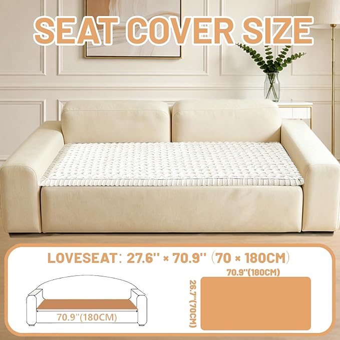 Waterproof Couch Cover for Dogs Washable,Non Slip Fuzzy Durable Couch Covers for 3 Cushion Sofa Pet Friendly Sofa Cover Dog Thick Soft Slipcovers Protector Couches Mat Bed (Beige, 27.6" x 70.9")