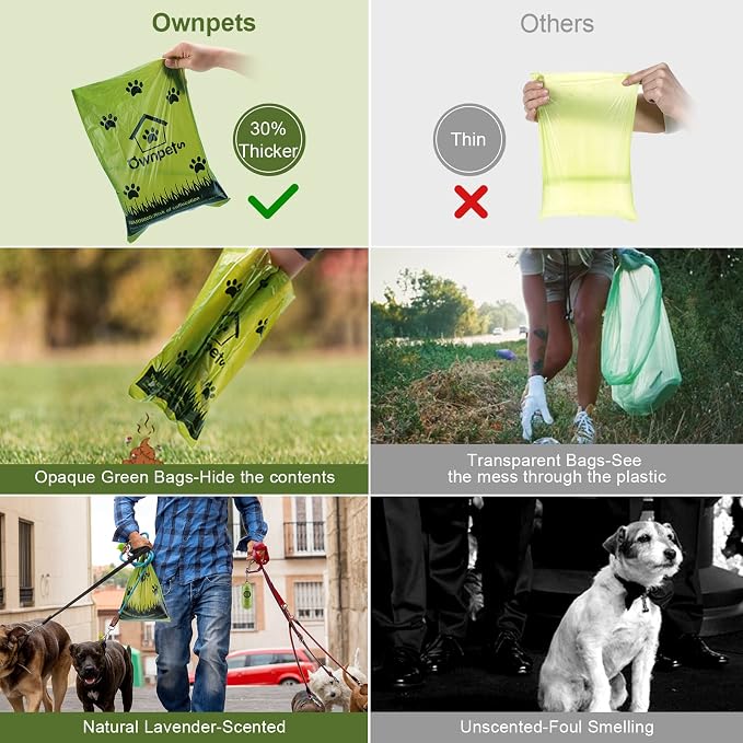 Ownpets Ultra Thick Lavender-Scented Dog Waste Bags, Leak-proof Large Pet Poop Bags for Dogs, 150 Count