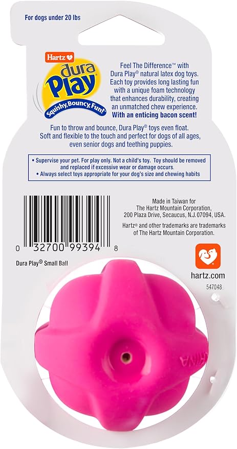 Hartz DuraPlay Bacon Scented Dog Toys, Small (Assorted Color) (Pack of 2)