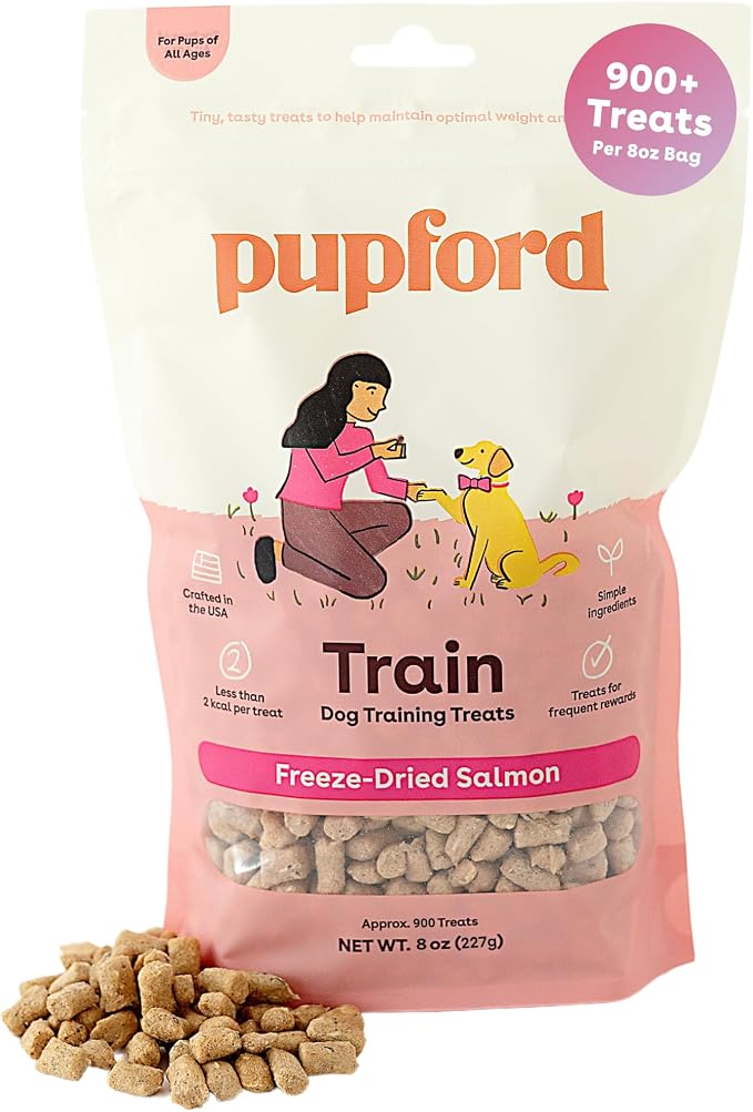 Pupford Freeze Dried Training Treats for Dogs & Puppies, 900+ Two Ingredient Bites (Salmon, 8 oz)