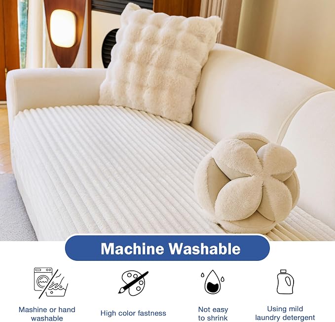 MYSKY HOME 100% Waterproof Couch Cover for Sectional Sofa, Couch Covers for Dogs Washable, Non Slip 2 PCS Sofa Slipcover, L Shape Sofa Cover Furniture Protector for Pet, Off White, 35"x63"+35"x70.9"