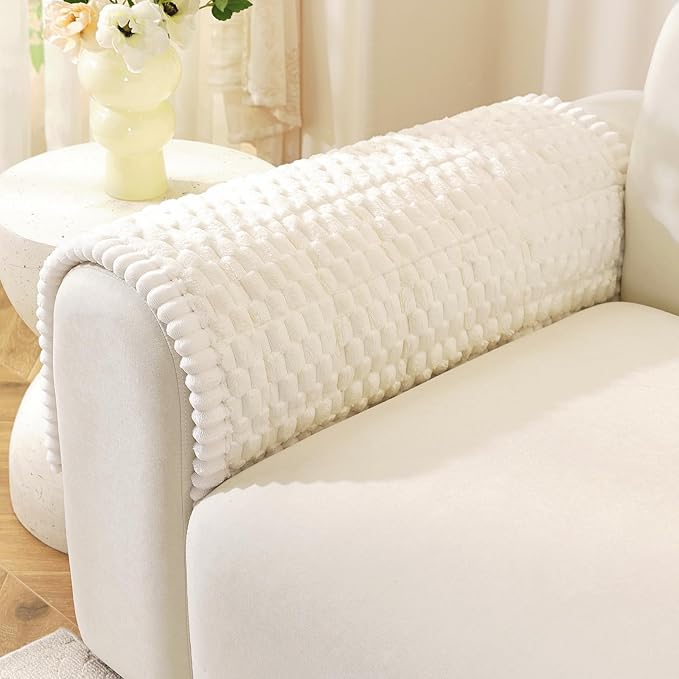 OstepDecor Couch Cover for Dogs, Washable Non Slip Sofa Cover for Pets, Soft Couch Covers for Sofa, Loveseat and Sectional, Furniture Protector Against Pet Hair & Scratches (20" x 24", White)