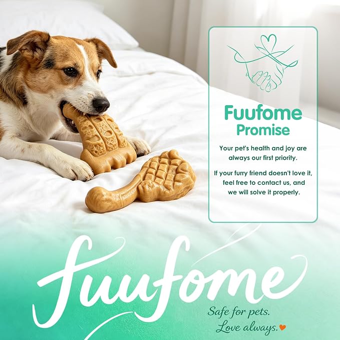 Fuufome Dog Chew Toys, 2 Pack | Aggressive Chewers, Indestructible, Large Breed Dogs, Tough Nylon Teething Toy