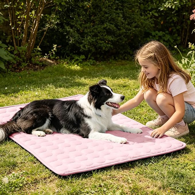 Dog Cooling Mat 2026 Upgraded Arc-Chill Cooling Dog Bed Mat, Washable Pet Cooling Pad (Q-Max>0.4) Cooling Mat for Dogs & Cats Indoor & Outdoor Car Seats (Pink, 28x22 in)