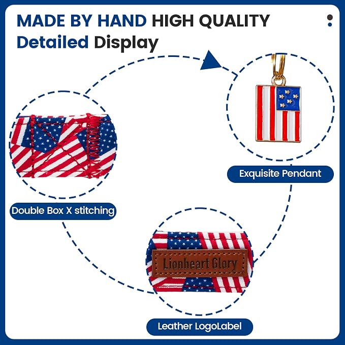Lionheart glory American Flag Dog Collar - 4th of July Patriotic Independence Day Dog Collar Soft Adjustable for Small Dogs Pet Summer Collars Cute Collars