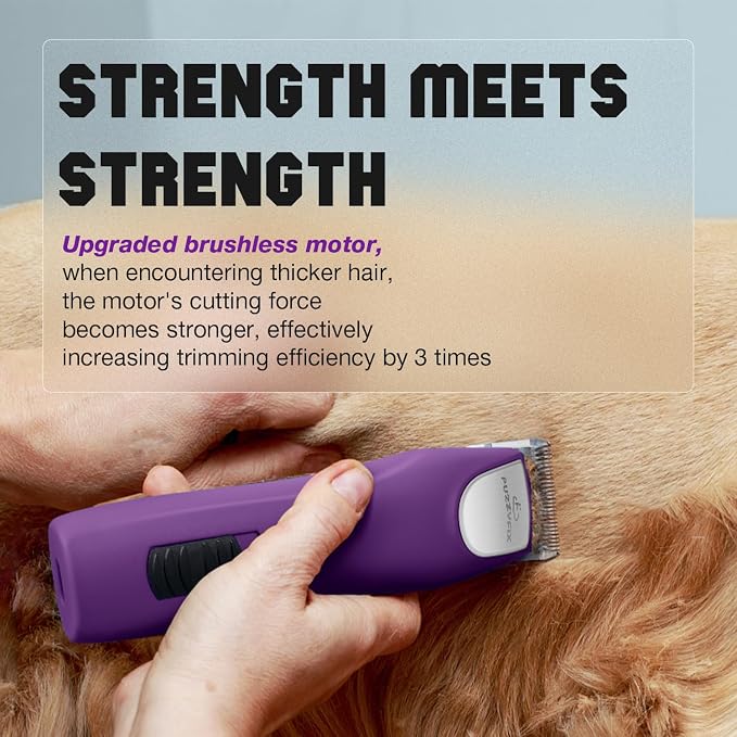 Professional Dog Clippers for Grooming, 2 Speed Pet Grooming Kit with Detachable Metal Blade for Thick Curly Matted Coats Low Noise Heavy Duty Cordless Hair Trimmer