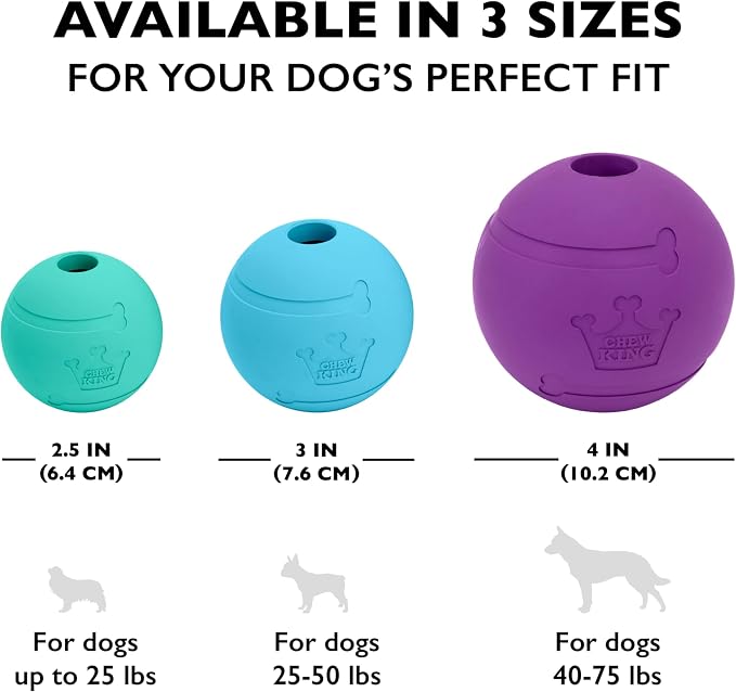 Chew King Fetch Balls Extremely Durable Natural Rubber Toy Pack of 3 - 3 inch Balls (CM-0263-CS01)