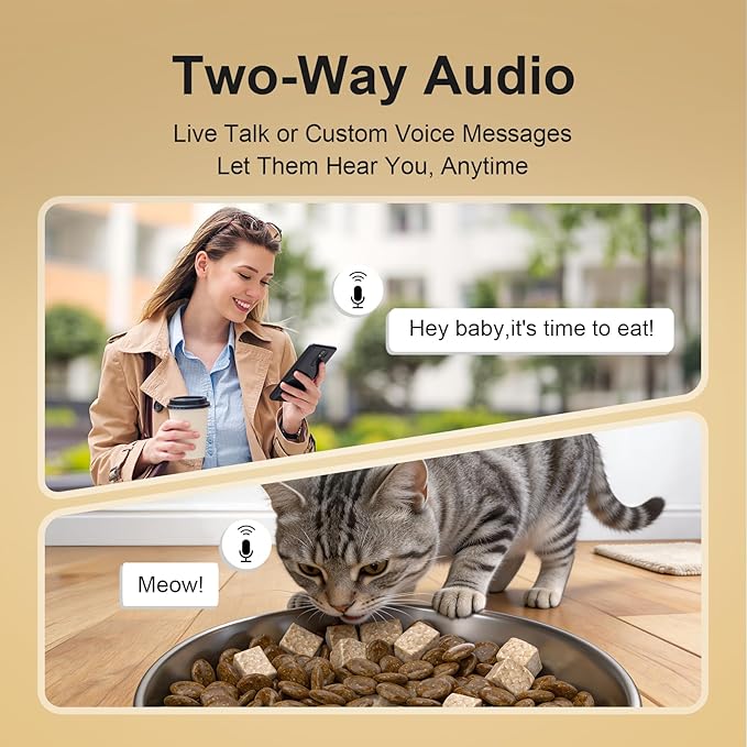 Automatic Cat Feeder with 2K Camera, 5G/2.4G WiFi 6.5L Smart Pet Feeder for Cat & Small Dog, Automatic Dog Feeder with Night Vision, 2-Way Audio, Motion Detection, Feeding Schedule & App Control