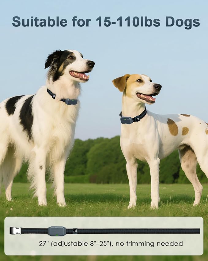 Shock Collar for Dogs, IP67 Waterproof Dog Training Collar with Remote Control, 3 Modes: Beep, Vibration, Safe Static, Rechargeable Adjustable for 15-110lbs Medium Large Dogs