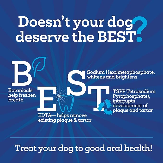Vetality Brush Free Daily Dental Care Chews for Dogs | Cleans Teeth and Freshens Breath | 30 Count | B.E.S.T. Complex Provides Complete Oral Cleaning and Tartar Control (Pack of 3)