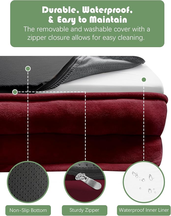 Spotted Play Orthopedic Dog Bed with Sides - Sofa Beds for Medium Dogs, Supportive Foam Pet Couch Bed with Washable Removable Cover, Waterproof Lining and Non-Slip Bottom, Burgundy - M
