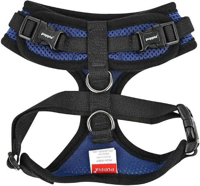 Puppia Authentic RiteFit Harness with Adjustable Neck, Medium, Royal Blue