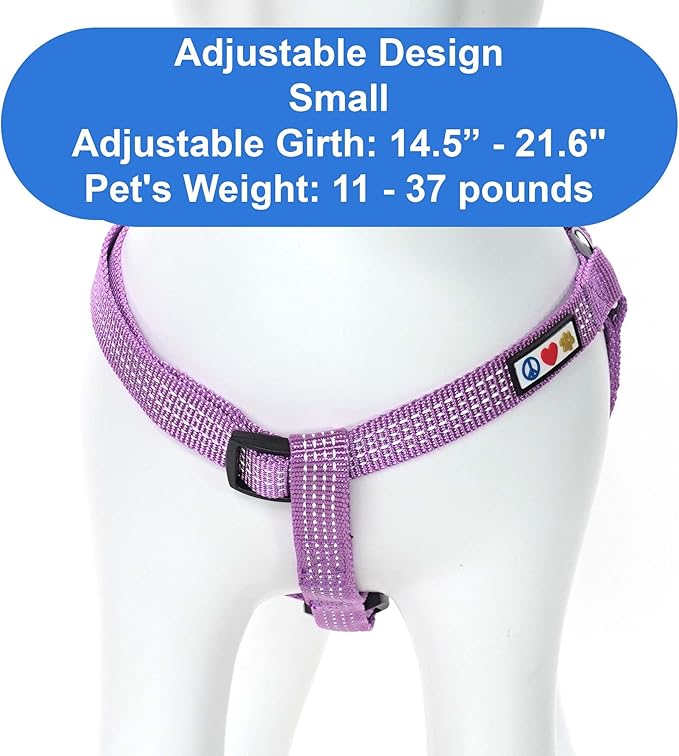 Pawtitas Reflective Step-in Dog Harness – Adjustable No-Pull Vest for Puppies to Seniors, Safe & Comfortable, S Orchid
