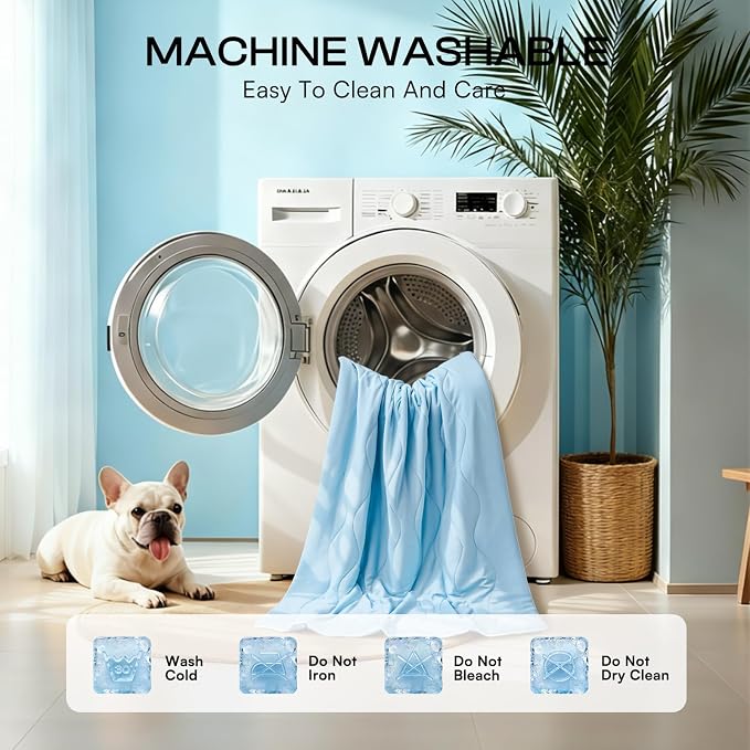 Luciphia Premium Cooling Dog Blanket Washable Q-MAX>0.5 Small Medium Large Pet Mat Puppy Cat Self-Cooling Soft Breathable Calming Throw for Sofa Crate Bed (Light Blue,60x80 inches)