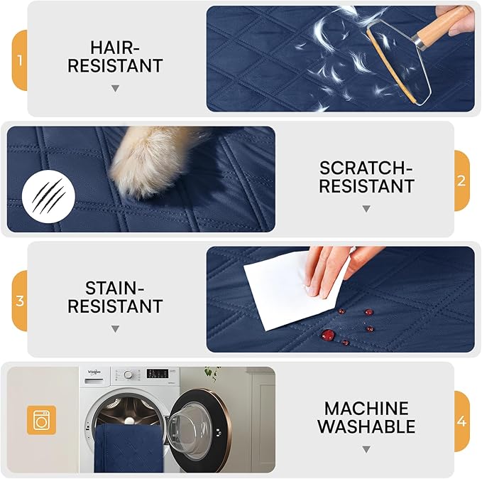 Luciphia 100% Waterproof Couch Cover Blanket for Dogs Anti-Slip Pet Couch Protector Sofa Mat Puppy Cat Blanket with Non-Slip Bottom, Navy Blue, 82x120 Inch