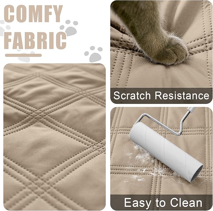 Smiry Waterproof Dog Bed Cover Blanket 30x95, Soft Reversible Pet Blanket, Washable Leakproof Cats Dogs Couch Cover for Sofa, Couch, Furniture, Lattice, Taupe/Beige