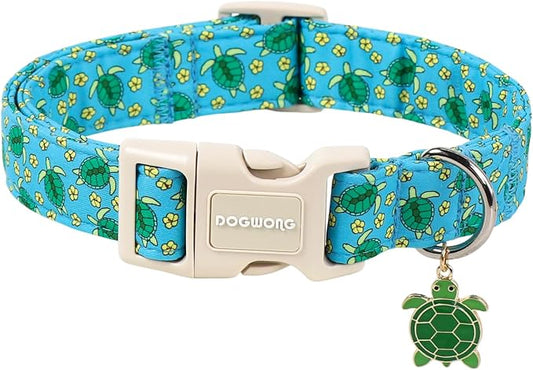 Summer Tropical Dog Collar for Girl Boy Dogs- DOGWONG Beach Coastal Dog Collar, Adjustable Soft Hawaiian Dogs Collars for Small Medium Dogs, XS