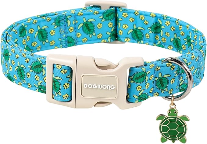 Summer Tropical Dog Collar for Girl Boy Dogs- DOGWONG Beach Coastal Dog Collar, Adjustable Soft Hawaiian Dogs Collars for Medium Dogs, M