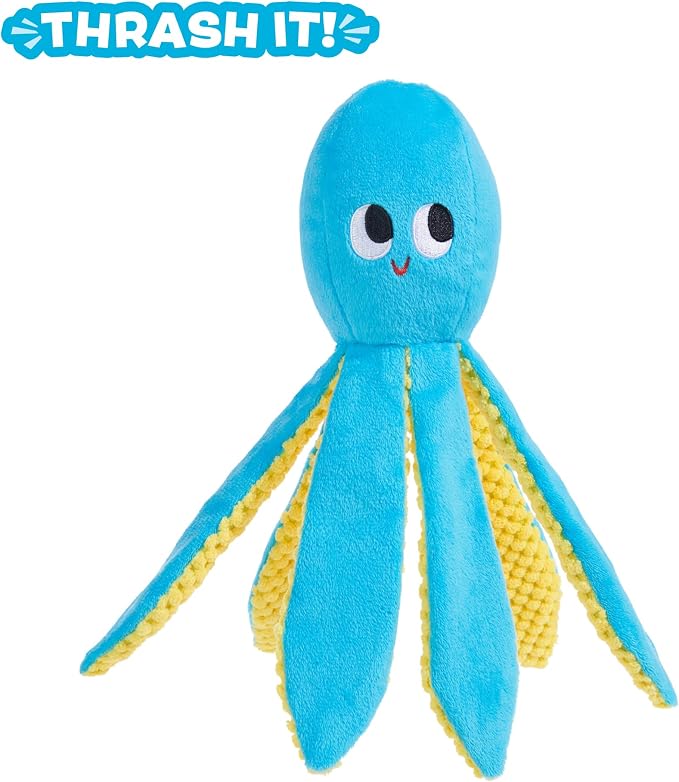 Barkbox Odd Odd Otto Plush Dog Toy | Octopus Toy with Whip-N-Flip Legs, Hidden Squeaker Ball & Crinkle | Fun Thrash Toy for Dogs