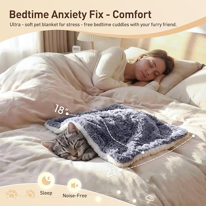 Cat Blanket for Indoor Cats Ultra-Soft Plush Small Blanket Machine Washable Cozy Calming for Kittens Cats Bed Couch Car 21"x18" White