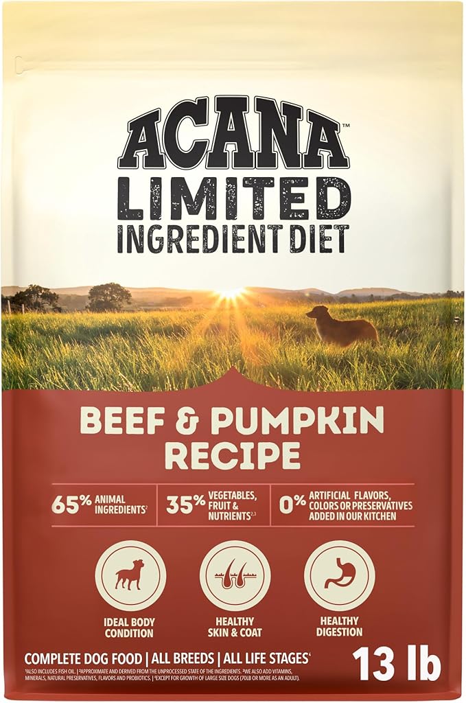 ACANA Singles Limited Ingredient Grain Free High Protein Dry Dog Food Beef & Pumpkin Recipe 13lb Bag