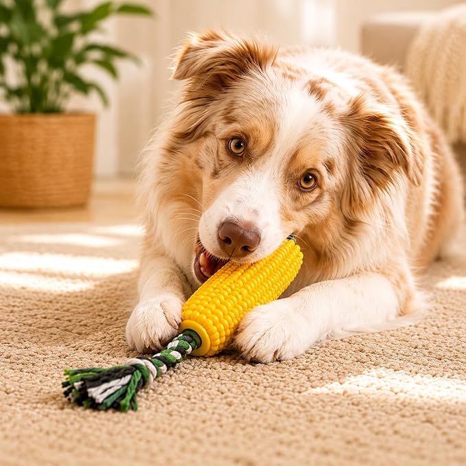 Carllg Dog Chew Toys for Aggressive Chewers, Indestructible Tough Durable Squeaky Interactive Dog Toys, Puppy Teeth Chew Corn Stick Toy for Small Medium Large Breed