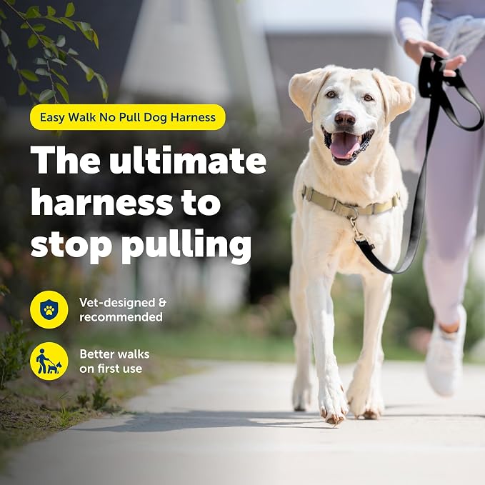 PetSafe Easy Walk No-Pull Dog Harness - Ultimate Harness to Help Stop Pulling - Pull-Free Walks - Take Control & Teach Better Leash Manners - Patented Martingale Loop Design - Fawn, Large