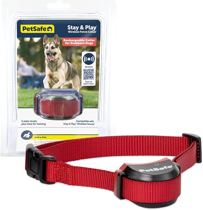 PetSafe Stubborn Dog Stay & Play Wireless Pet Fence Receiver Collar, Waterproof, Rechargeable, Tone and Static Correction, PIF00-13672, One Size, from the Parent Company of the Invisible Fence Brand